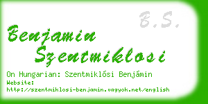 benjamin szentmiklosi business card